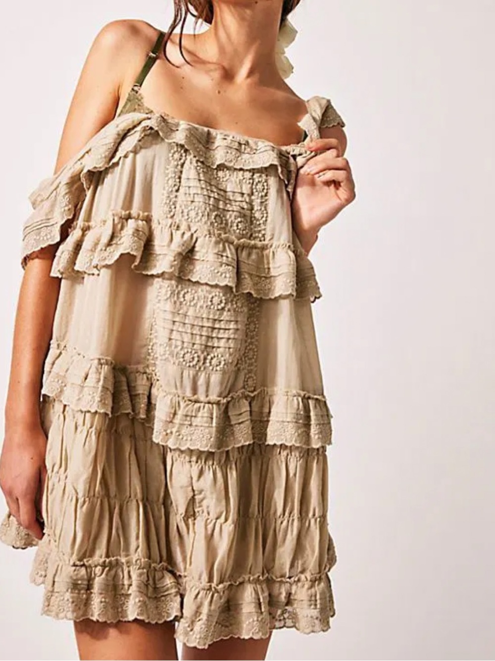 Free People Tiered And True Lace Ruffles Vintage Romper